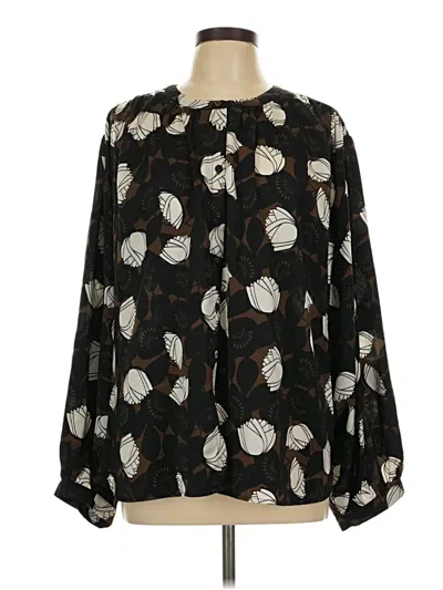 Pre-owned Rose + Olive Long Sleeve Blouse In Black