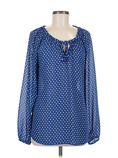Pre-owned Rose + Olive Long Sleeve Blouse In Blue