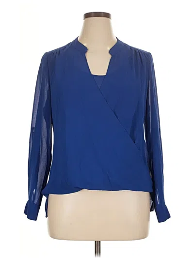 Pre-owned Rose + Olive Long Sleeve Blouse In Blue