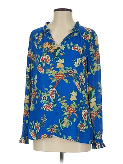 Pre-owned Rose + Olive Long Sleeve Blouse In Blue