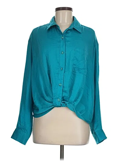 Pre-owned Rose + Olive Long Sleeve Blouse In Blue