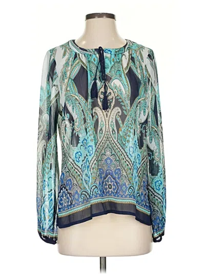 Pre-owned Rose + Olive Long Sleeve Blouse In Blue