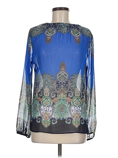 Pre-owned Rose + Olive Long Sleeve Blouse In Blue