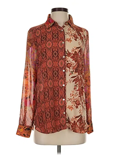 Pre-owned Rose + Olive Long Sleeve Blouse In Brown