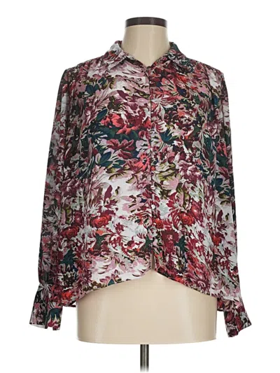 Pre-owned Rose + Olive Long Sleeve Blouse In Burgundy