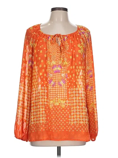 Pre-owned Rose + Olive Long Sleeve Blouse In Orange