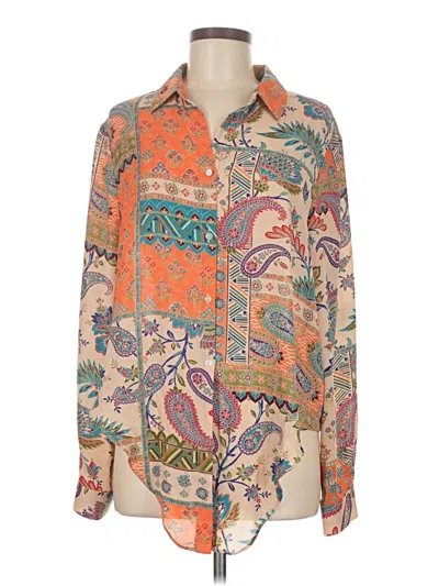 Pre-owned Rose + Olive Long Sleeve Blouse In Orange