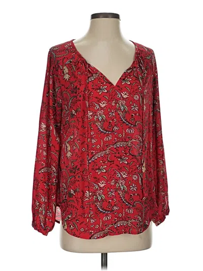 Pre-owned Rose + Olive Long Sleeve Blouse In Red