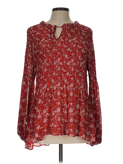 Pre-owned Rose + Olive Long Sleeve Blouse In Red