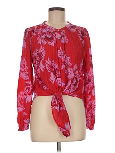 Pre-owned Rose + Olive Long Sleeve Blouse In Red