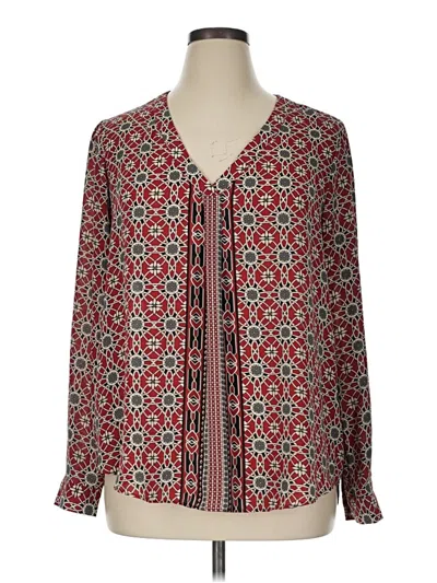 Pre-owned Rose + Olive Long Sleeve Blouse In Red