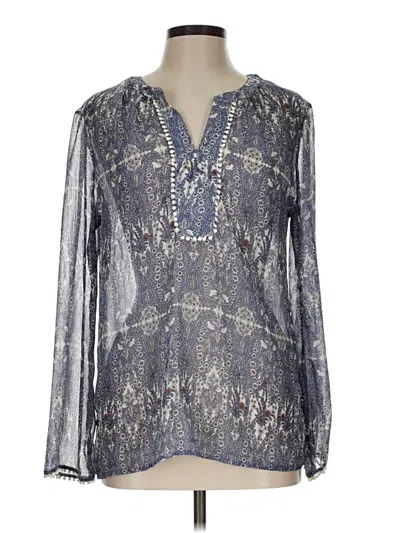 Pre-owned Rose + Olive Long Sleeve Blouse In Silver