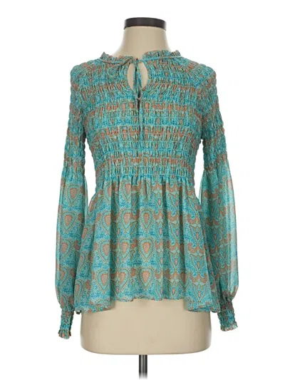 Pre-owned Rose + Olive Long Sleeve Blouse In Teal