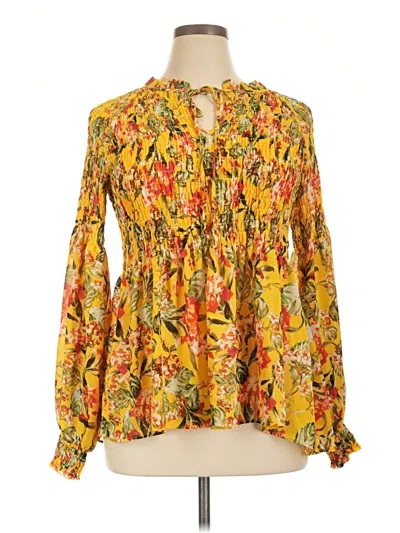 Pre-owned Rose + Olive Long Sleeve Blouse In Yellow