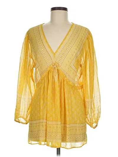 Pre-owned Rose + Olive Long Sleeve Blouse In Yellow