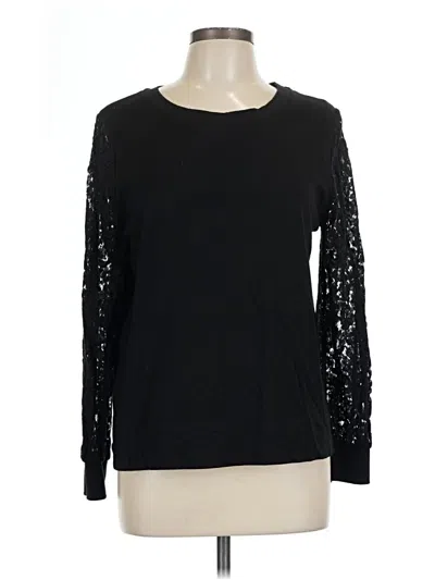 Pre-owned Rose + Olive Long Sleeve Top Black Crew Neck Tops
