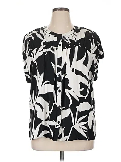 Pre-owned Rose + Olive Short Sleeve Blouse In Black