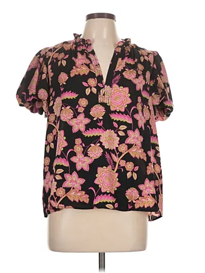 Pre-owned Rose + Olive Short Sleeve Blouse In Black