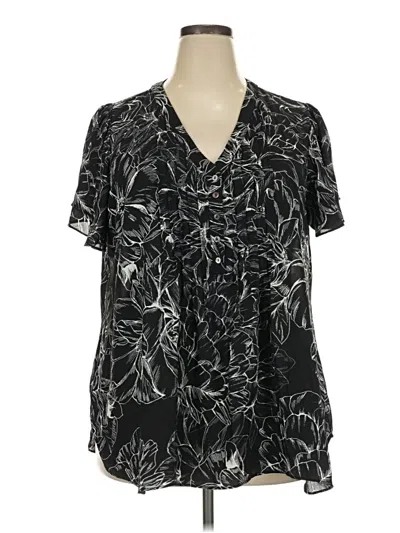 Pre-owned Rose + Olive Short Sleeve Blouse In Black