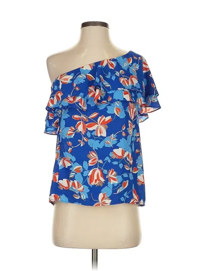 Pre-owned Rose + Olive Short Sleeve Blouse In Blue