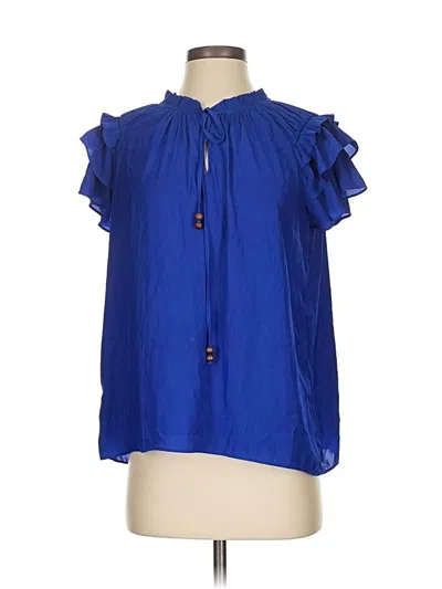 Pre-owned Rose + Olive Short Sleeve Blouse In Blue