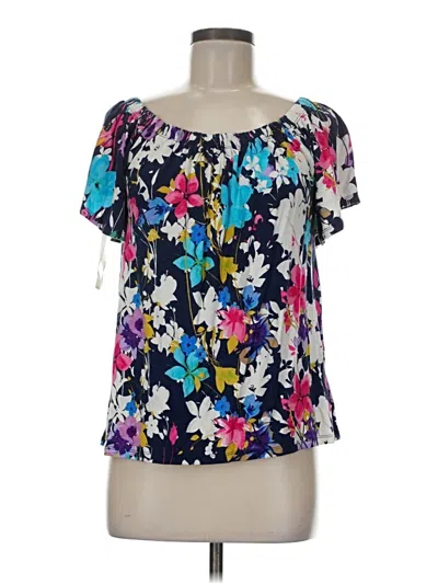 Pre-owned Rose + Olive Short Sleeve Blouse In Blue
