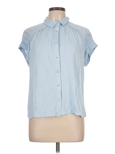Pre-owned Rose + Olive Short Sleeve Blouse In Blue