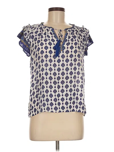 Pre-owned Rose + Olive Short Sleeve Blouse In Blue