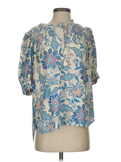 Pre-owned Rose + Olive Short Sleeve Blouse In Blue