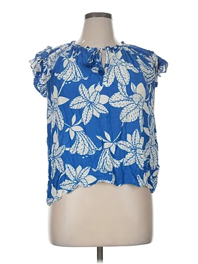 Pre-owned Rose + Olive Short Sleeve Blouse In Blue