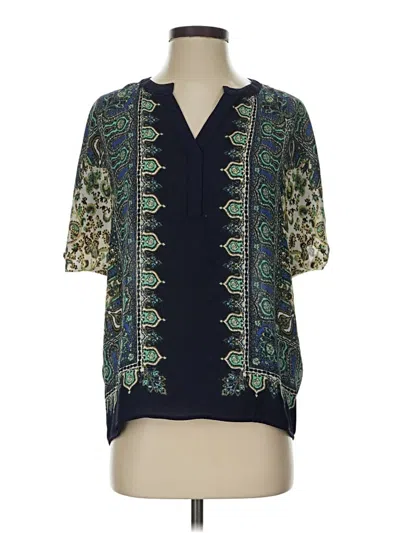 Pre-owned Rose + Olive Short Sleeve Blouse In Blue