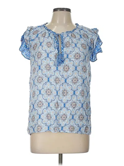 Pre-owned Rose + Olive Short Sleeve Blouse In Blue