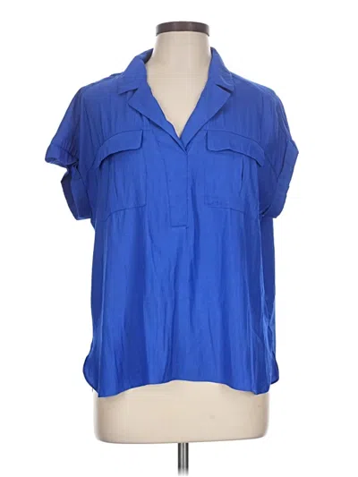 Pre-owned Rose + Olive Short Sleeve Blouse In Blue
