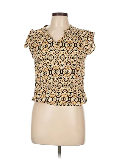Pre-owned Rose + Olive Short Sleeve Blouse In Gold