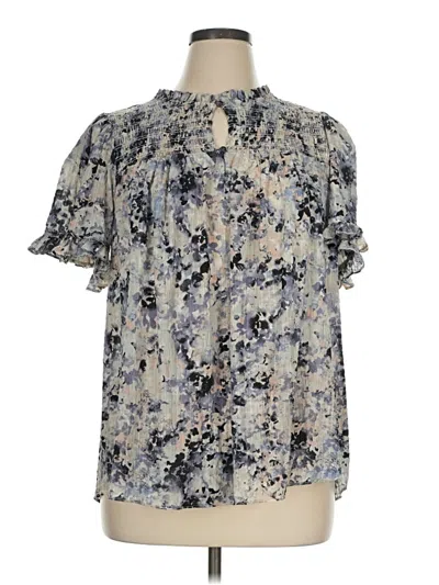 Pre-owned Rose + Olive Short Sleeve Blouse In Gray