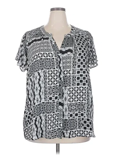 Pre-owned Rose + Olive Short Sleeve Blouse In Gray