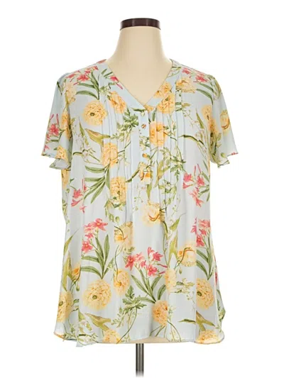 Pre-owned Rose + Olive Short Sleeve Blouse In Gray