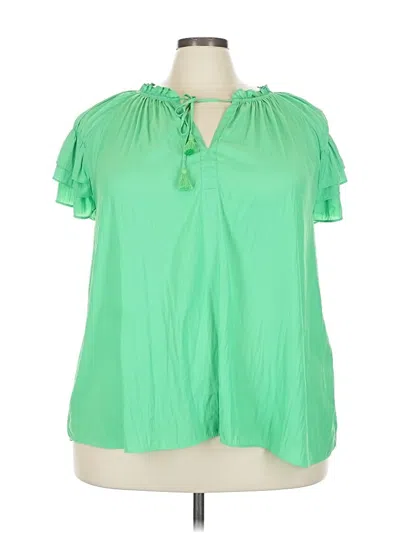 Pre-owned Rose + Olive Short Sleeve Blouse In Green