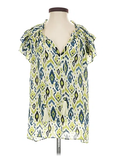 Pre-owned Rose + Olive Short Sleeve Blouse In Green