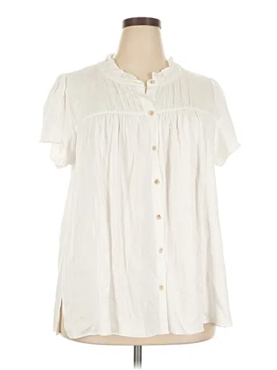 Pre-owned Rose + Olive Short Sleeve Blouse In Ivory