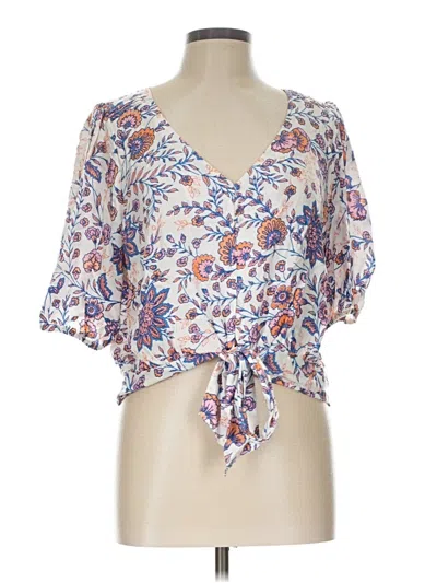 Pre-owned Rose + Olive Short Sleeve Blouse In Ivory