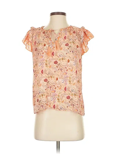 Pre-owned Rose + Olive Short Sleeve Blouse In Orange