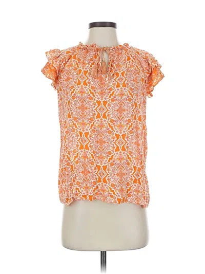 Pre-owned Rose + Olive Short Sleeve Blouse In Orange