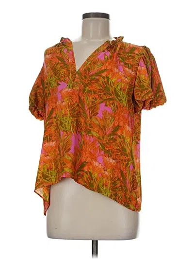 Pre-owned Rose + Olive Short Sleeve Blouse In Orange