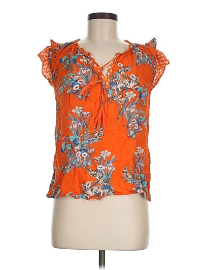 Pre-owned Rose + Olive Short Sleeve Blouse In Orange