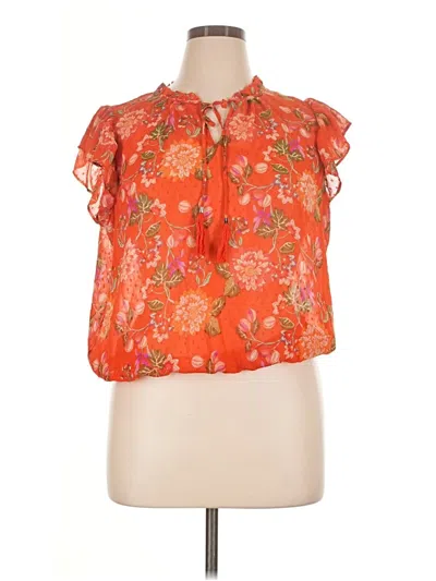 Pre-owned Rose + Olive Short Sleeve Blouse In Orange