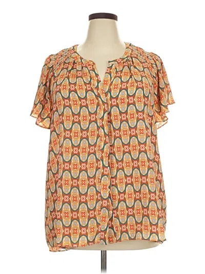 Pre-owned Rose + Olive Short Sleeve Blouse In Orange