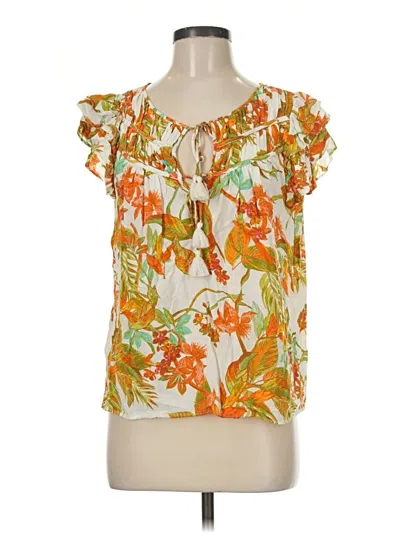 Pre-owned Rose + Olive Short Sleeve Blouse In Orange