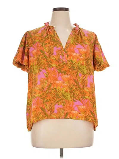 Pre-owned Rose + Olive Short Sleeve Blouse In Orange