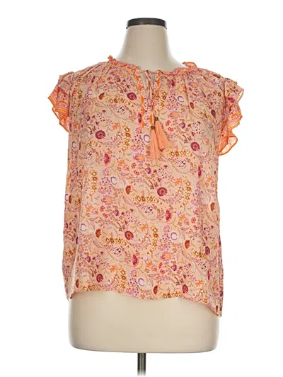 Pre-owned Rose + Olive Short Sleeve Blouse In Orange